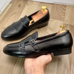 Giày lười nam da mờ DAVINCIA MonkStrap 4 khóa - Giày chú rể trẻ trung, đế cao su chống trơn trượt, phong cách sang trọng G66