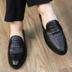 Giày công sở nam DAVINCIA da cá sấu mềm, giày lười cao cấp chống trượt, phong cách sang trọng cho phái mạnh G21