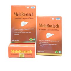Viên uống bổ gan Melo Roxtech L-ornithin L-aspartat 500mg - Giải độc, bảo vệ và tăng cường chức năng gan, hộp 30 viên