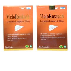 Viên uống bổ gan Melo Roxtech L-ornithin L-aspartat 500mg - Giải độc, bảo vệ và tăng cường chức năng gan, hộp 30 viên