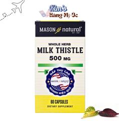 Viên Uống Thải Độc Gan Mason Natural Milk Thistle 500mg - Hỗ Trợ Chức Năng Gan, Giảm Men Gan Cao, 60 Viên
