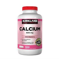 Viên uống Canxi Kirkland 600mg + D3 hộp 500 viên - Tăng cường sức khỏe xương khớp, hỗ trợ hấp thụ canxi từ Mỹ