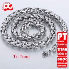 Dây Chuyền Titan Nam Cao Cấp - Phụ Kiện Thời Trang Mạnh Mẽ, Chống Gỉ, Thiết Kế Đẳng Cấp 7mm Trắng