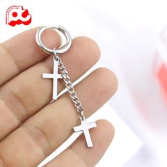 Bông tai nam inox 1 chiếc kpop tòn ten hình thánh giá bấm lỗ tai PT Jewelry & Accessories PTBTNA32 363944