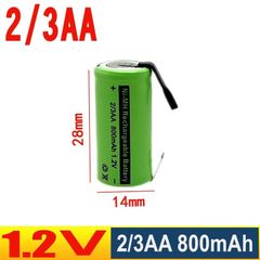 Pin Sạc 2/3AA 1.2V 800mAh NiMH/NiCd - Thay thế cho Máy Cạo Râu, Tông Đơ, và Thiết Bị Gia Dụng Cầm Tay