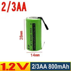 Pin Sạc 2/3AA 1.2V 800mAh NiMH/NiCd Hàn Sẵn Niken - Thay Thế Máy Cạo Râu, Tông Đơ, Thiết Bị Cầm Tay