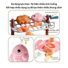 Đồ chơi cắm trại giả lập cho bé 40 chi tiết, có đèn và nhạc, bộ đồ nướng BBQ cho trẻ