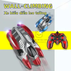 Xe điều khiển leo tường có đèn LED xoay 360 độ, pin sạc, xe ô tô đồ chơi cho cho bé trai