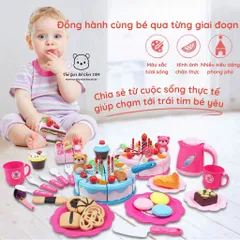 Đồ chơi cắt bánh sinh nhật Gấu Dâu DIY - tiệc trà bánh 80 chi tiết - Hiệu ứng thổi nến - thế giới đồ chơi 1104