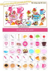 Đồ chơi cắt bánh sinh nhật Gấu Dâu DIY - tiệc trà bánh 80 chi tiết - Hiệu ứng thổi nến - thế giới đồ chơi 1104