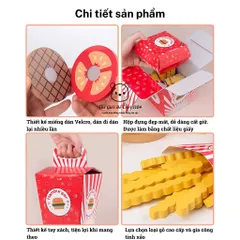 Bộ đồ chơi hamburger bằng gỗ cao cấp mô phỏng thức ăn nhanh, dành cho bé 3 tuổi trở lên
