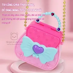 Túi Xách Công Chúa Thời Trang Cho Bé Kèm Bộ Trang Điểm Mini Đèn LED - Đồ Chơi Phát Triển Sáng Tạo Cho Bé Gái