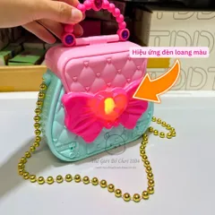Túi Xách Công Chúa Thời Trang Cho Bé Kèm Bộ Trang Điểm Mini Đèn LED - Đồ Chơi Phát Triển Sáng Tạo Cho Bé Gái