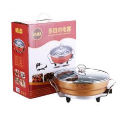 Nồi Lẩu Điện Đa Năng OSAKA 3.5L Kèm Vỉ Hấp, Công Suất 1300W, Chống Dính Cao Cấp, Nấu Lẩu, Xào, Nướng, Tiết Kiệm Điện