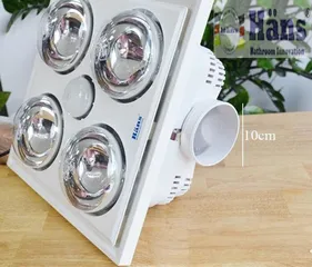 Đèn Sưởi Nhà Tắm 4 Bóng Hans H4B176 - Chiếu Sáng, Quạt Thông Gió & Sưởi Ấm Tích Hợp - An Toàn & Tiết Kiệm Năng Lượng