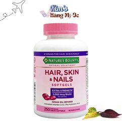 Viên Uống Nature's Bounty Hair Skin Nails 250 Viên - Hỗ Trợ Tóc Da Móng Khỏe Mạnh, Chứa Biotin và Vitamin, Hàng Mỹ