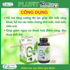 Viên Uống Bổ Mắt PLUFIT - Hỗ Trợ Cải Thiện Thị Lực, Giảm Mỏi Mắt, Chứa Lutein 25mg và Vitamin - Thực Phẩm Bảo Vệ Sức Khỏe Nhập Khẩu Pháp