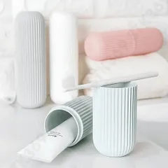 Cốc đựng bàn chải du lịch 2in1 kèm cốc súc miệng - Hộp đựng tiện lợi cho cá nhân khi đi làm, học hành hoặc du lịch