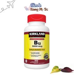 Viên Uống Vitamin B12 Kirkland 5000mcg - Giảm Stress, Tăng Cường Sức Khỏe Tim Mạch & Tiêu Hóa - 300 Viên Hòa Tan Nhanh Mỹ