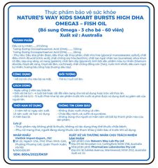 Viên uống Nature’s Way Kids Smart Bursts DHA Omega-3 hỗ trợ phát triển não bộ và tăng cường sức khỏe mắt cho trẻ em (60 viên)