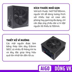 Nguồn Máy Tính Aigo VK350 VK450 VK550 - Công Suất Thực 350W/450W/550W - Bảo Vệ Toàn Diện, Thiết Kế Tối Ưu, Quạt Làm Mát Hiệu Quả