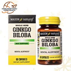 Viên uống bổ não Ginkgo Biloba Mason Natural 60 viên - Hỗ trợ trí nhớ, tập trung và tuần hoàn máu, sản xuất tại Mỹ 365785