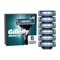 Dao cạo Gillette Mach3 - Lưỡi thay thế 6 cái, cạo râu mượt mà, dải bôi trơn, chất lượng Đức, phù hợp mọi tay cầm Gillette.