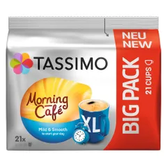 Viên Nén Cà Phê Tassimo Morning Café Mild & Smooth XL - Hương Vị Dịu Nhẹ, Dùng Cho Máy Pha TASSIMO, 21 Viên Tiện Lợi
