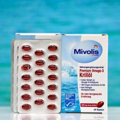 Viên uống dầu nhuyễn thể Omega-3 Mivolis - Bổ sung Omega-3 cho sức khỏe tim mạch, trí não - Viên nang mềm dễ uống từ Đức