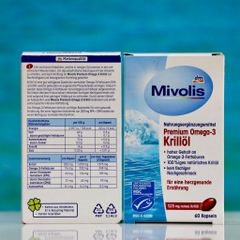 Viên uống dầu nhuyễn thể Omega-3 Mivolis - Bổ sung Omega-3 cho sức khỏe tim mạch, trí não - Viên nang mềm dễ uống từ Đức