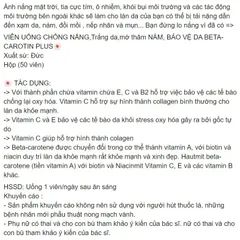 [TUOI SHOP] Viên Uống Chống Nắng,Trắng Da, Mờ Thâm Nám, Bảo Vệ Da BETA-CAROTIN PLUS