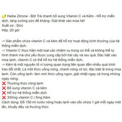 Hàng Đức đủ Bill Bột Trà chanh bổ sung Vitamin C và Kẽm Heibe Zitrone