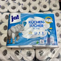 Giấy Lau Bếp Cao Cấp Ja! Küchen-Tücher - Siêu Thấm Hút, Bền Dài, Thân Thiện Môi Trường - Thích Hợp Lau Chùi Nhà Bếp và Nhà Tắm