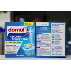 Viên Rửa Bát Domol - 40 Viên, Thương Hiệu Đức, 12 Công Dụng cho Máy Rửa Bát, Làm Sạch, Bảo Vệ Đồ Dùng Nhà Bếp