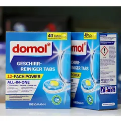 Viên Rửa Bát Domol - 40 Viên, Thương Hiệu Đức, 12 Công Dụng cho Máy Rửa Bát, Làm Sạch, Bảo Vệ Đồ Dùng Nhà Bếp