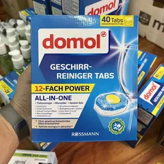 Viên Rửa Bát Domol - 40 Viên, Thương Hiệu Đức, 12 Công Dụng cho Máy Rửa Bát, Làm Sạch, Bảo Vệ Đồ Dùng Nhà Bếp