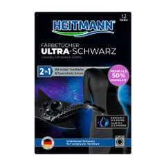 Giấy nhuộm đen quần áo 2in1 Heitmann Färbetücher Ultra Schwarz – Giữ màu & làm mới vải tối