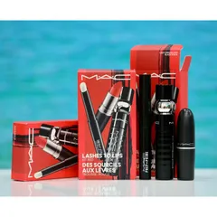 Bộ Trang Điểm MAC 3 Sản Phẩm: Son Thỏi Matte Đỏ Tươi, Mascara Đen Dày, Son Dưỡng Cute - Quà Tặng Làm Đẹp Thời Thượng