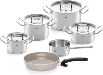 Bộ Nồi Fissler Profi 5 Món - Chảo Chống Dính Ceratal và Nồi Inox Cao Cấp Sản Xuất Tại Đức, Đầy Đủ Phụ Kiện Nấu Nướng