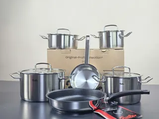 Bộ nồi Fissler Profi 5 món - Nồi inox chống dính cao cấp từ Đức, bao gồm 4 nồi và 1 chảo 24cm, phù hợp mọi loại bếp