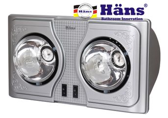 Đèn Sưởi Nhà Tắm Treo Tường Hans H2B 2 Bóng Hồng Ngoại - Công Suất 550W, Bảng Điều Khiển Tiện Lợi, Phù Hợp 2-4m2