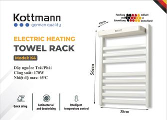 Giá Sấy Khăn Kottmann K4 - Thiết Bị Sấy Khăn Tiện Lợi và Sang Trọng, Công Nghệ Đức, An Toàn và Tiết Kiệm Điện Năng