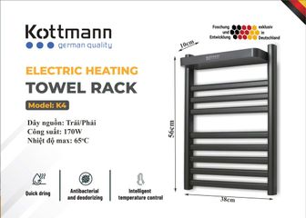 Giá Sấy Khăn Kottmann K4 - Thiết Bị Sấy Khăn Tiện Lợi và Sang Trọng, Công Nghệ Đức, An Toàn và Tiết Kiệm Điện Năng