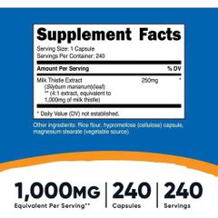 Nutricost Sữa Bạch Anh 1000mg - Giải Độc Gan, Hỗ Trợ Chức Năng Gan Hiệu Quả, Thực Phẩm Bổ Sung Sức Khỏe Gan 240 Viên
