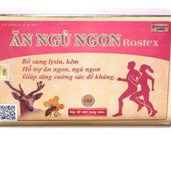 Viên Ăn Ngủ Ngon Rostex - Hỗ Trợ Giấc Ngủ Sâu, Tăng Cường Sức Đề Kháng, Hộp 30 Viên Tự Nhiên Bổ Sung Khoáng Chất, Vitamin