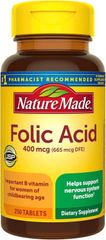 Viên Uống Hỗ Trợ Bổ Tim Mạch Nature Made Folic Acid 400 mcg - 250 Viên, Tăng Cường Sức Khỏe Tim Mạch, Sản Phẩm Chất Lượng Mỹ