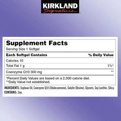 Viên uống Kirkland CoQ10 300mg - Hỗ trợ sức khỏe tim mạch và tăng cường năng lượng - Chất chống oxy hóa mạnh mẽ từ Mỹ