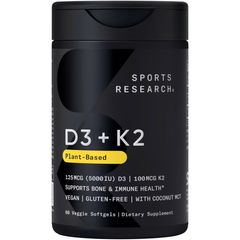 Viên Uống Bổ Sung Vitamin D3 + K2 Sport Research 125mg D3 + 100mg K2 - Hỗ Trợ Sức Khỏe Xương Khớp, Tăng Cường Miễn Dịch 160 Viên Mỹ