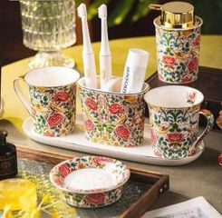 Bộ 2 cốc đánh răng Magrace Paris - Sứ cao cấp, thiết kế nghệ thuật, sang trọng, phù hợp mọi phong cách phòng tắm