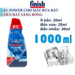 Gel Rửa Chén Finish Power All In One 1L + Muối Rửa Bát - Sạch Sâu, Khử Mùi, Bảo Vệ Máy, Chính Hãng EU